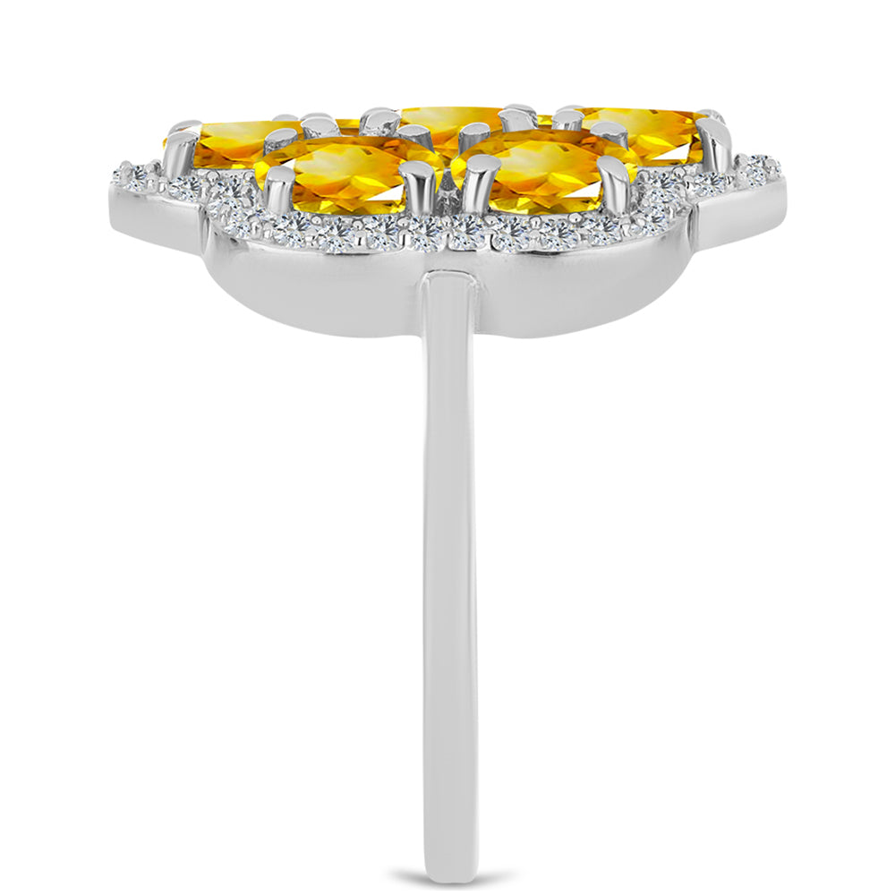 Inel din Argint 925 ( 4.33 grame ) cu Citrin Ural și Topaz Alb 3.46 Carate