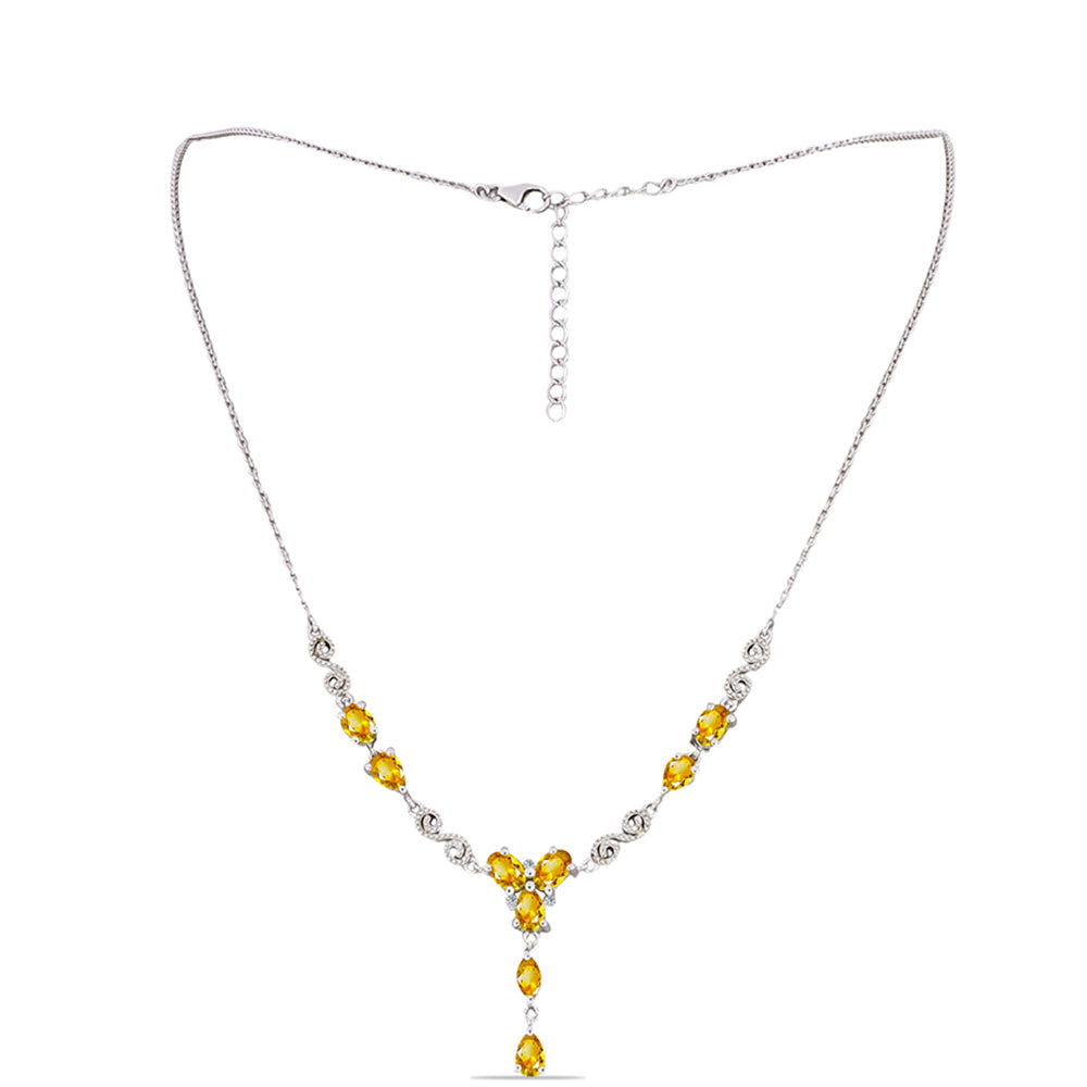 Colier din Argint 925 ( 7.34 grame ) cu Citrin Ural și Topaz Alb 3.46 Carate