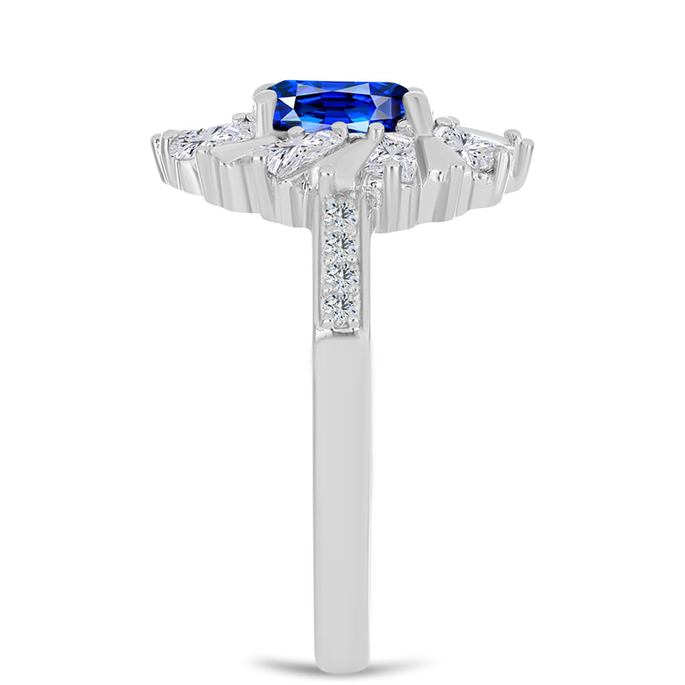 Inel din Argint 925 ( 2.89 grame ) cu Safir Albastru Australian și Zircon Alb 2 Carate