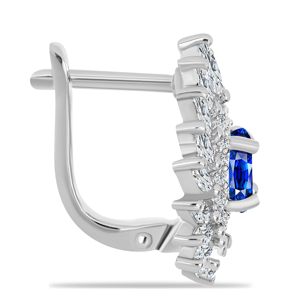 Cercei din Argint 925 ( 5.47 grame ) cu Safir Albastru Australian și Zircon Alb 3.51 Carate