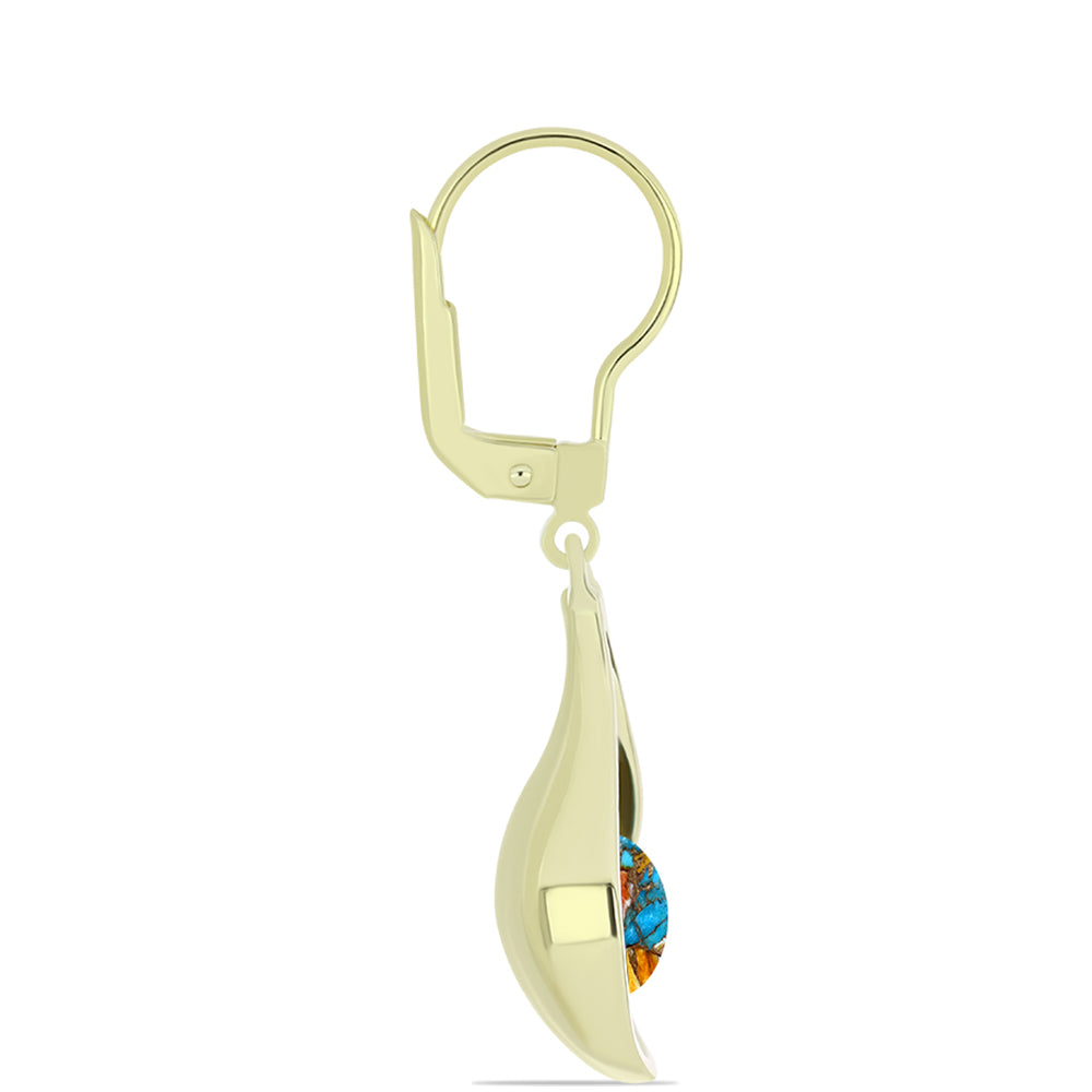 Cercei din Argint 925 Placat cu Aur ( 5.31 grame ) cu Turcoaz Oyster 3.16 Carate