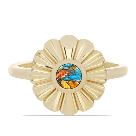 Inel din Argint 925 Placat cu Aur ( 3.23 grame ) cu Turcoaz Oyster 0.32 Carate