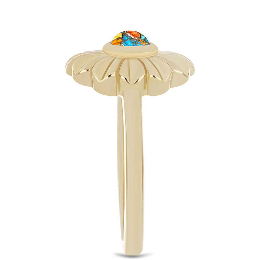 Inel din Argint 925 Placat cu Aur ( 3.23 grame ) cu Turcoaz Oyster 0.32 Carate