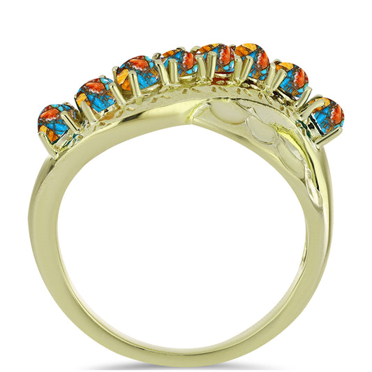 Inel din Argint 925 Placat cu Aur ( 4.86 grame ) cu Turcoaz Oyster 1.21 Carate