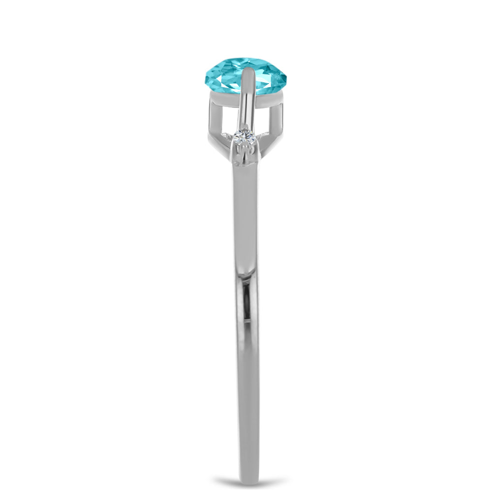 Inel din Argint 925 ( 1.53 grame ) cu Cuarț Paraiba și Topaz Alb 0.93 Carate