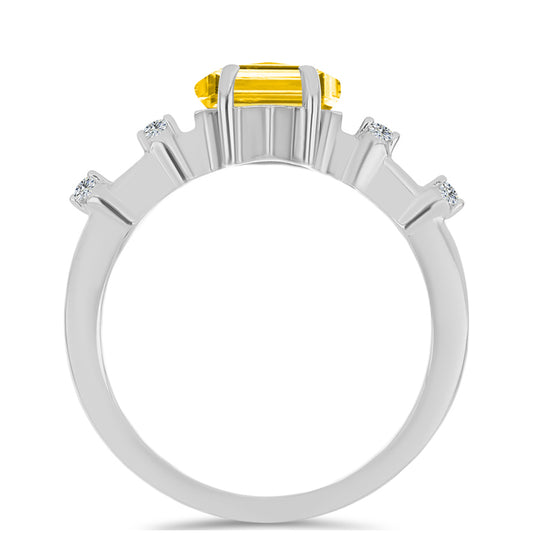 Inel din Argint 925 ( 2.45 grame ) cu Citrin Ural și Topaz Alb 1.31 Carate