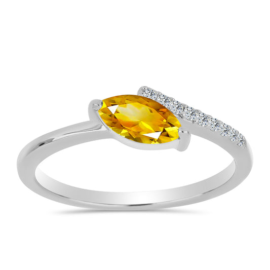 Inel din Argint 925 ( 1.8 grame ) cu Citrin Ural și Topaz Alb 0.65 Carate