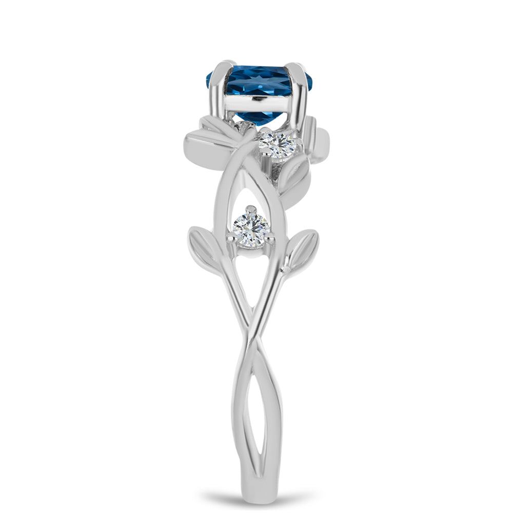 Inel din Argint 925 ( 2.93 grame ) cu Topaz Albastru ”Londra” și Topaz Alb 1.17 Carate