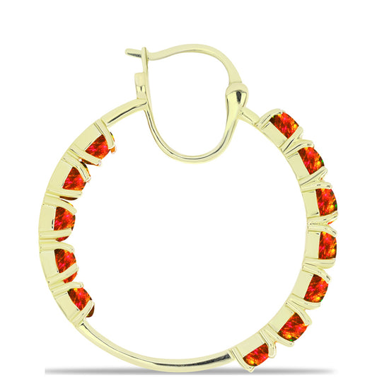 Cercei din Argint 925 Placat cu Aur ( 6.34 grame ) cu Opal de Foc American 2.95 Carate