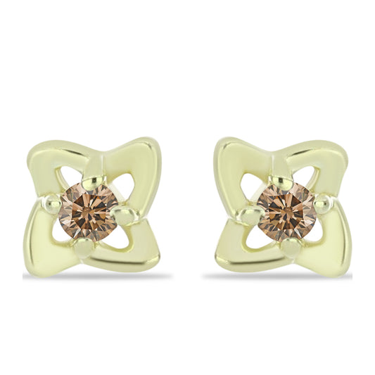 Cercei din Argint 925 Placat cu Aur ( 0.6 grame ) cu Diamant de culoarea Șampaniei 0.02 Carate