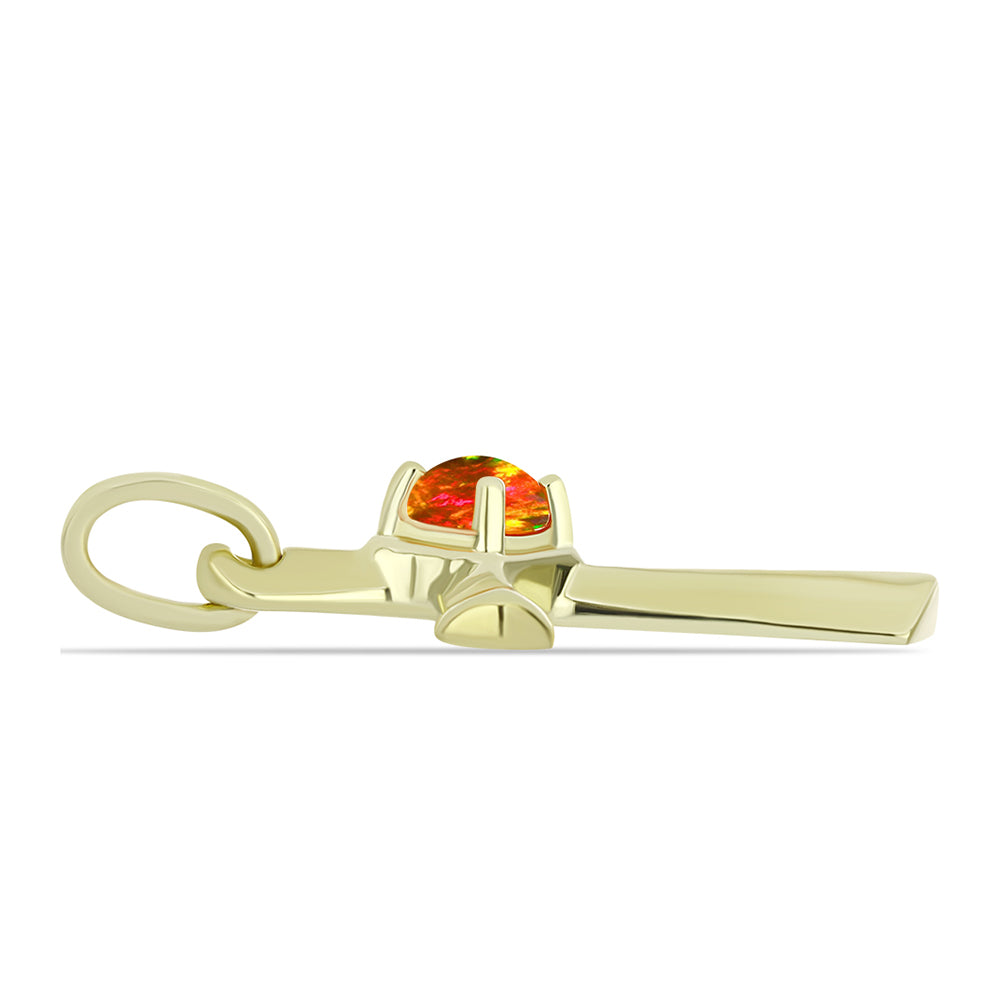 Cruce Pandantiv din Argint 925 Placat cu Aur ( 1.66 grame ) cu Opal de Foc American 0.21 Carate