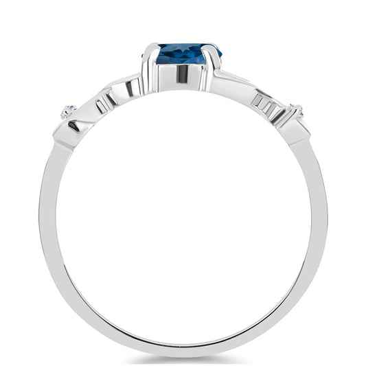 Inel din Argint 925 ( 1.98 grame ) cu Topaz Albastru ”Londra” și Topaz Alb 0.55 Carate