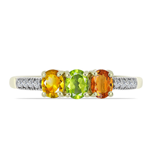 Inel din Argint 925 Placat cu Aur ( 2 grame ) cu Safir Rosebery Curcubeu și Topaz Alb 1.26 Carate