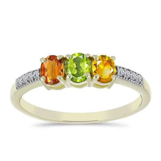 Inel din Argint 925 Placat cu Aur ( 2 grame ) cu Safir Rosebery Curcubeu și Topaz Alb 1.26 Carate