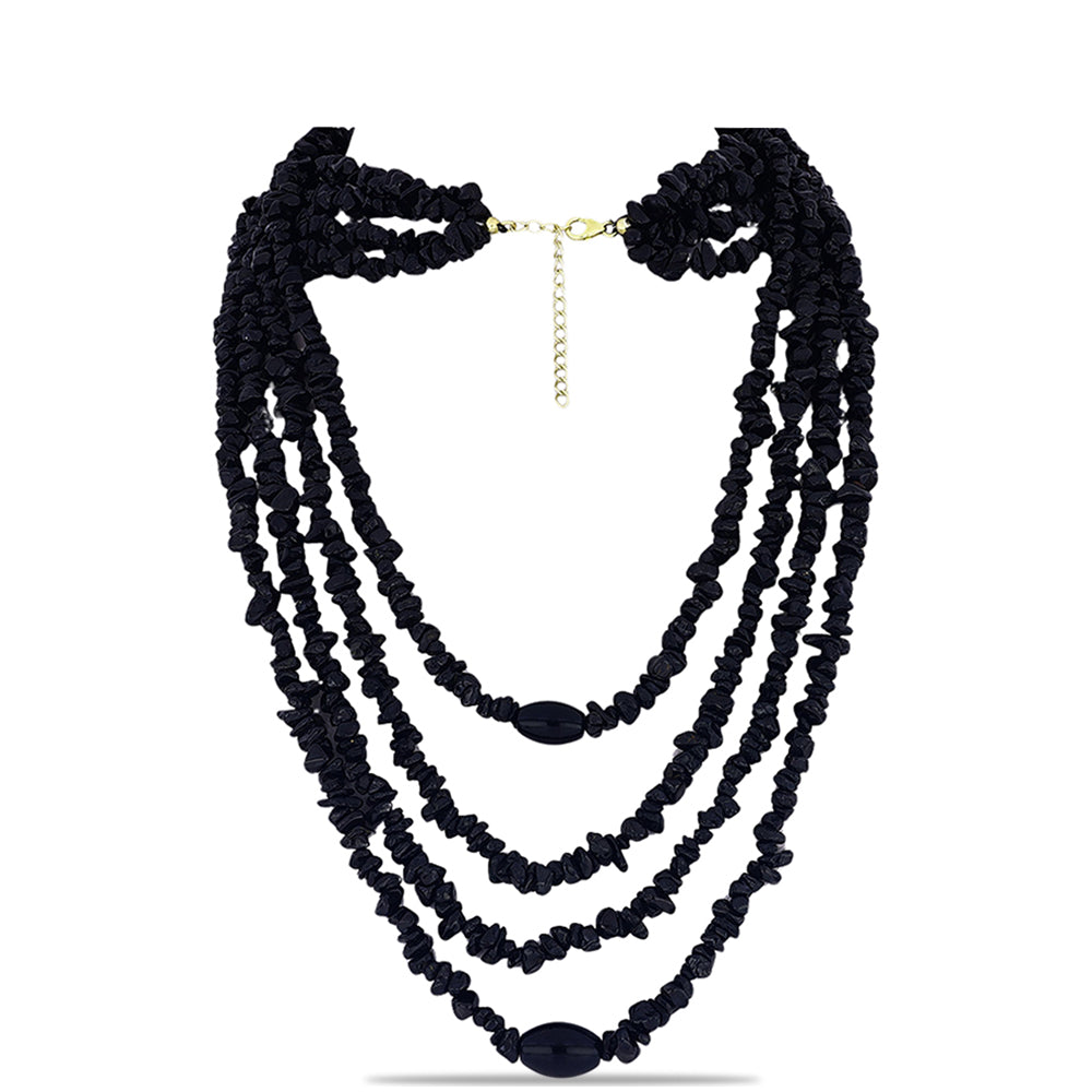 Colier din Argint 925 Placat cu Aur ( 1.01 grame ) cu Onix Negru Suwar 588.17 Carate