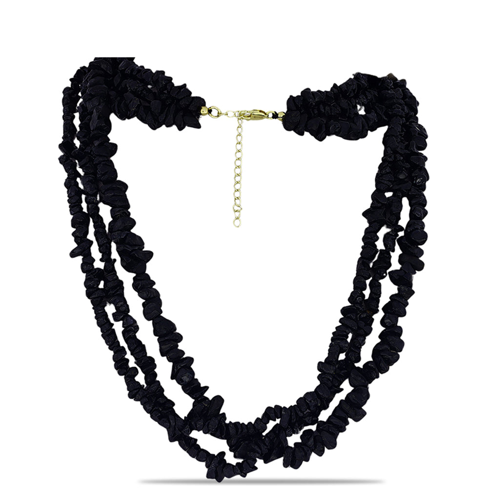 Colier din Argint 925 Placat cu Aur ( 1.12 grame ) cu Onix Negru Suwar 43.41 Carate