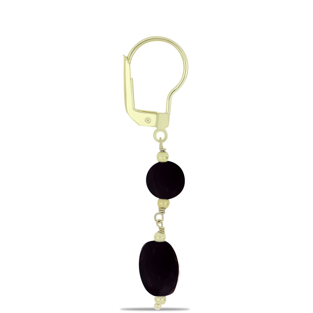 Cercei din Argint 925 Placat cu Aur ( 1.24 grame ) cu Onix Negru Suwar 8.39 Carate