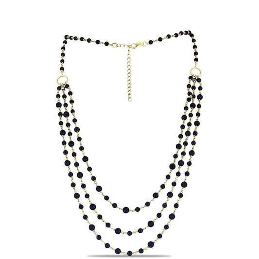 Colier din Argint 925 Placat cu Aur ( 6.37 grame ) cu Onix Negru Suwar 37.2 Carate