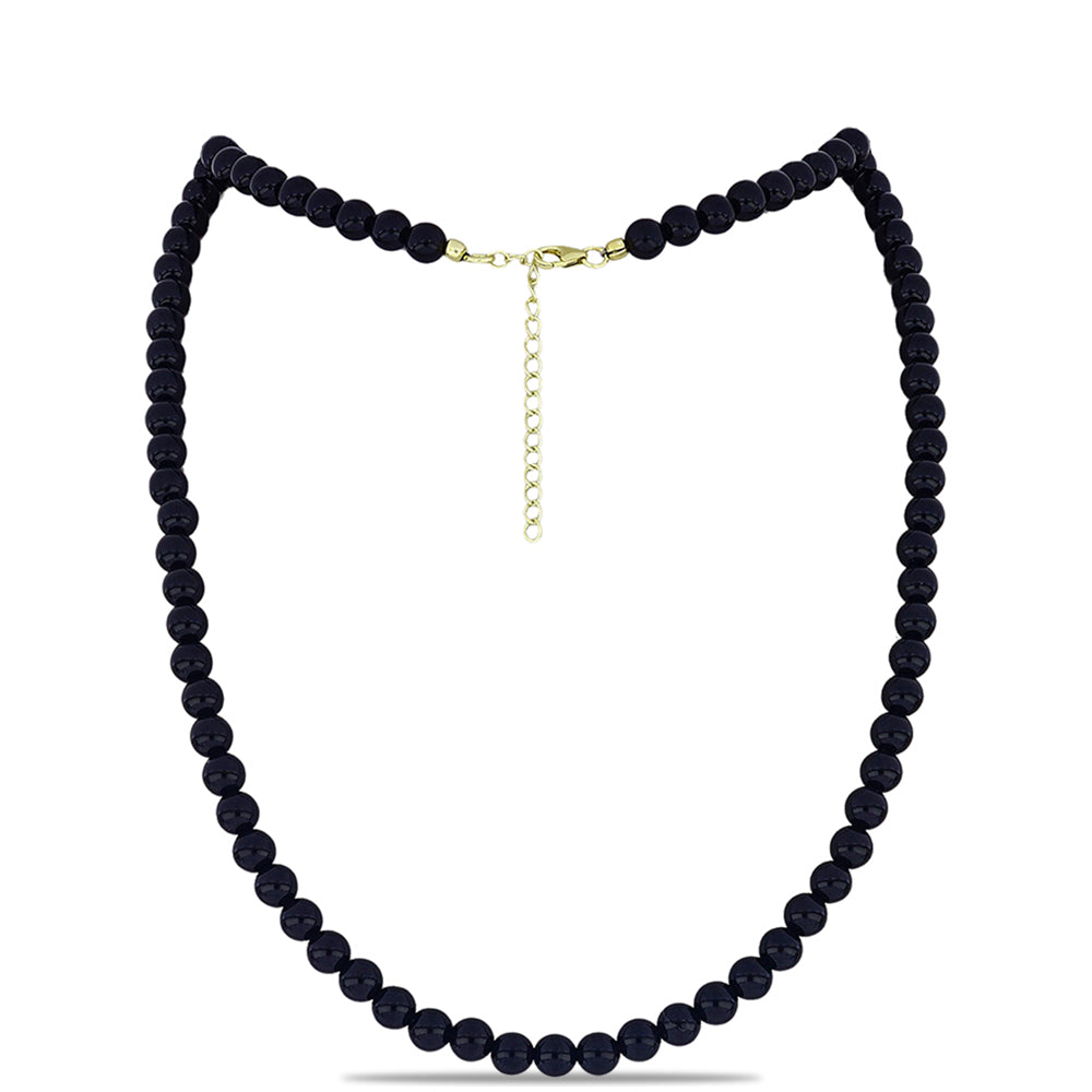 Colier din Argint 925 Placat cu Aur ( 1.01 grame ) cu Onix Negru Suwar 120.58 Carate