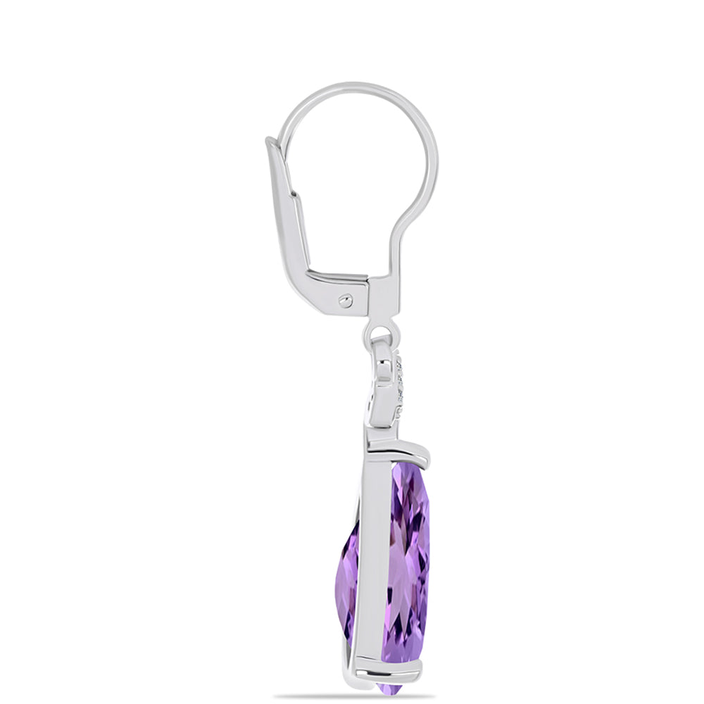 Cercei din Argint 925 ( 2.77 grame ) cu Ametist Rose de France și Topaz Alb 8.32 Carate