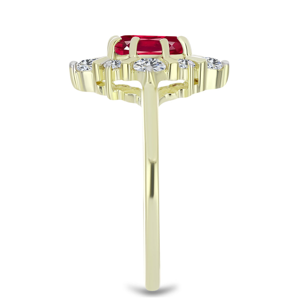 Inel din Argint 925 Placat cu Aur ( 2.44 grame ) cu Rubin Malagasy și Topaz Alb 1.73 Carate