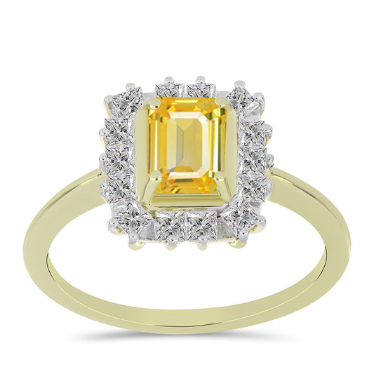 Inel din Argint 925 Placat cu Aur ( 2.72 grame ) cu Safir Rosebery Galben și Topaz Alb 2.11 Carate