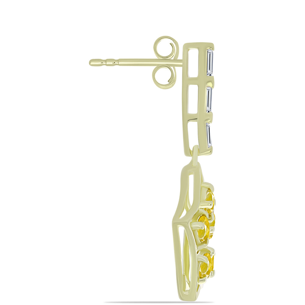 Cercei din Argint 925 Placat cu Aur ( 2.99 grame ) cu Safir Rosebery Galben și Zircon Alb 1.64 Carate