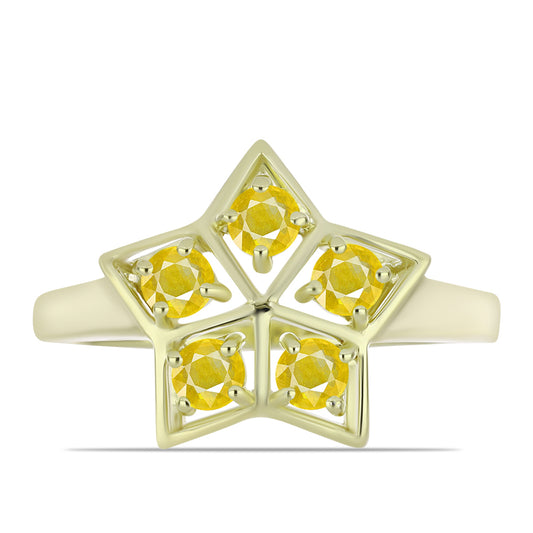 Inel din Argint 925 Placat cu Aur ( 2.97 grame ) cu Safir Rosebery Galben 0.63 Carate