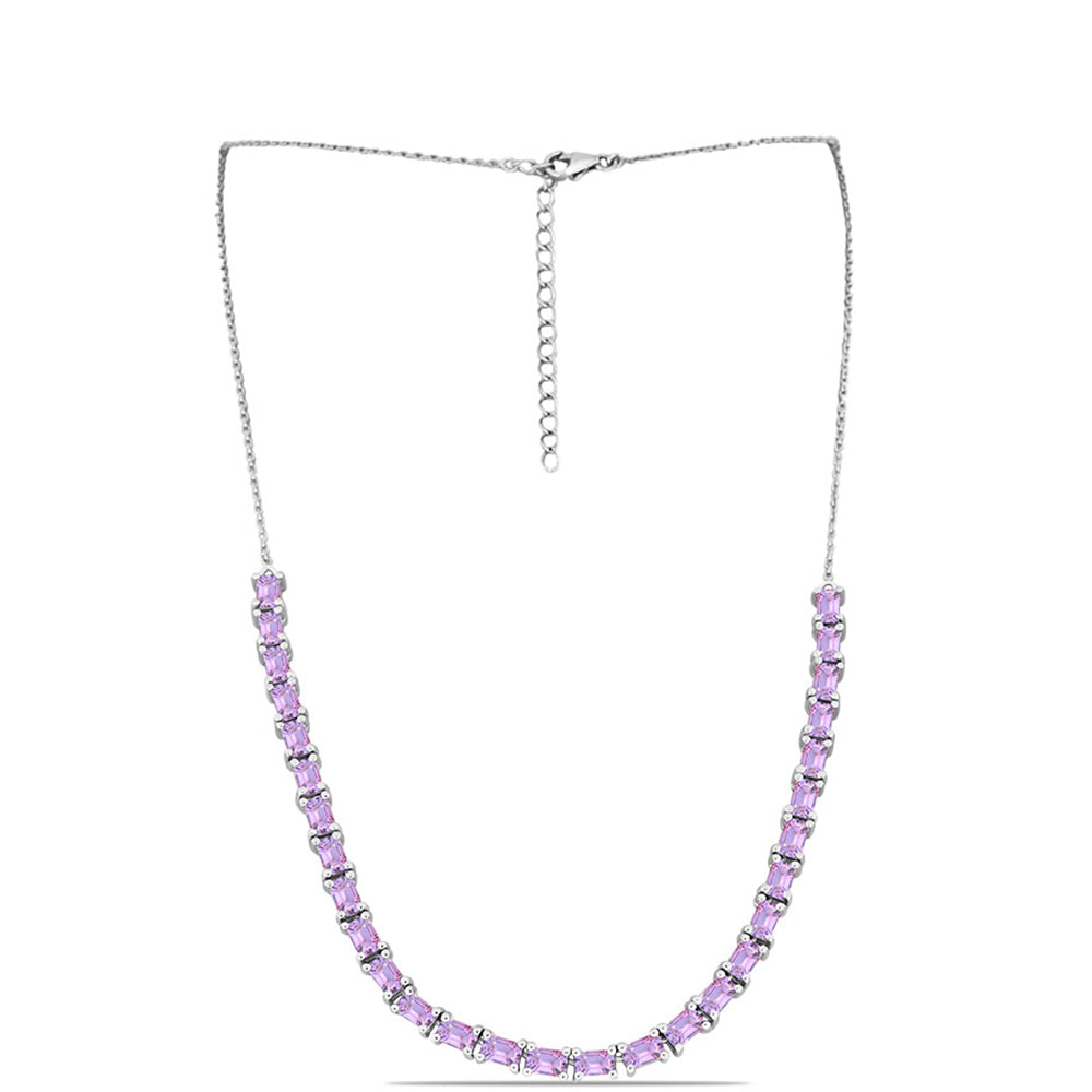 Colier din Argint 925 ( 10.54 grame ) cu Ametist Rose de France 7.98 Carate