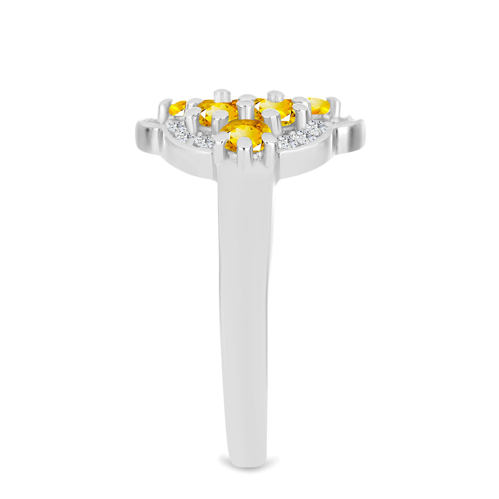 Inel din Argint 925 ( 3.38 grame ) cu Citrin Ural și Topaz Alb 1.15 Carate