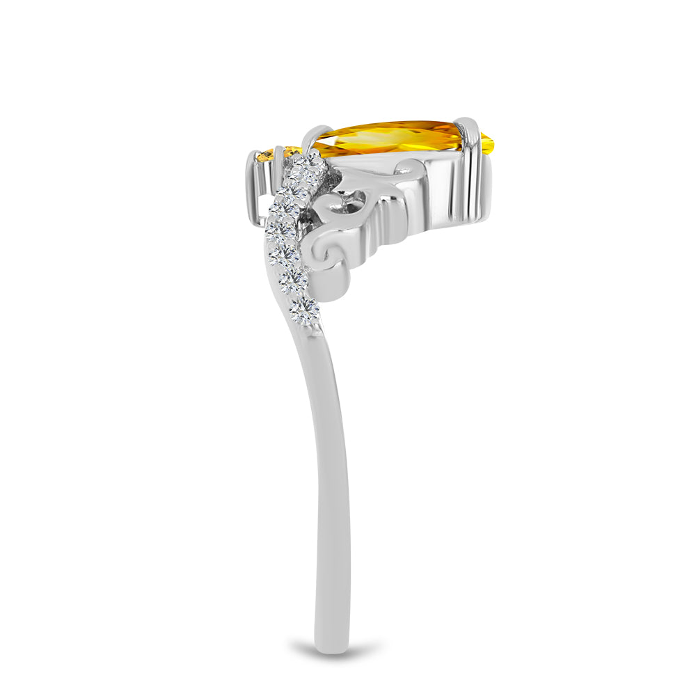 Inel din Argint 925 ( 2.91 grame ) cu Citrin Ural și Topaz Alb 1.11 Carate