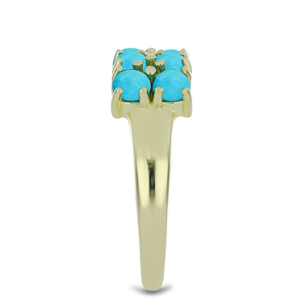 Inel din Argint 925 Placat cu Aur ( 2.94 grame ) cu Turcoaz ”Frumoasa Adormită” și Topaz Alb 1.4 Carate