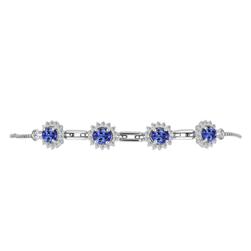 Brățară din Argint 925 ( 4.57 grame ) cu Tanzanit și Topaz Alb 1.98 Carate