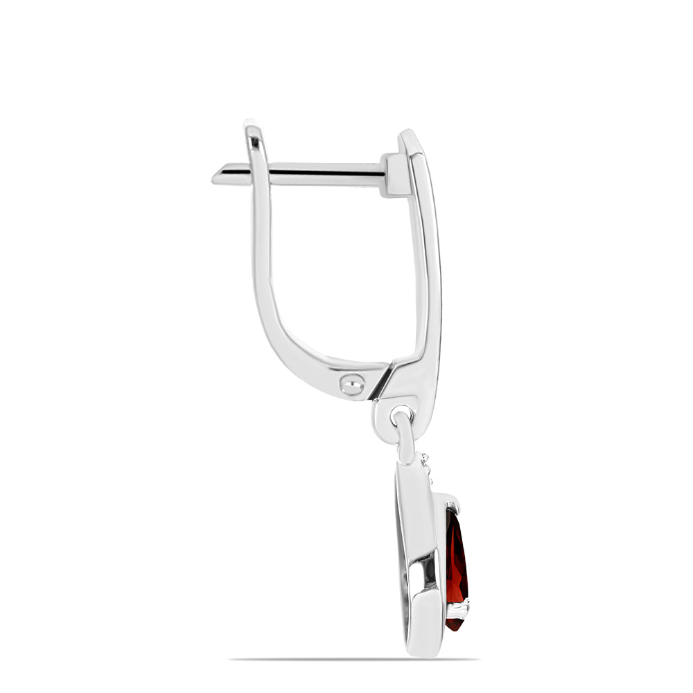 Cercei din Argint 925 ( 4.71 grame ) cu Granat Barton și Topaz Alb 1.88 Carate