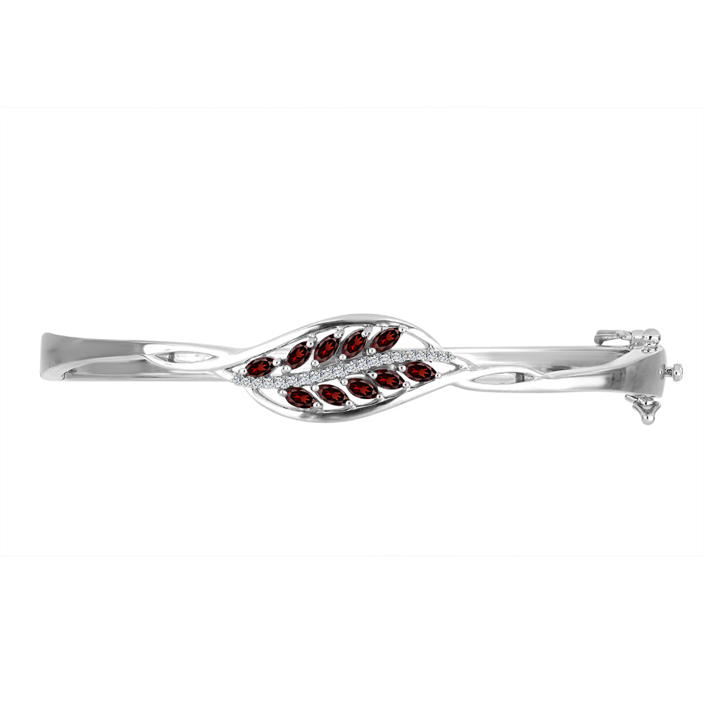 Brățară din Argint 925 ( 19.61 grame ) cu Granat Barton și Topaz Alb 1.24 Carate
