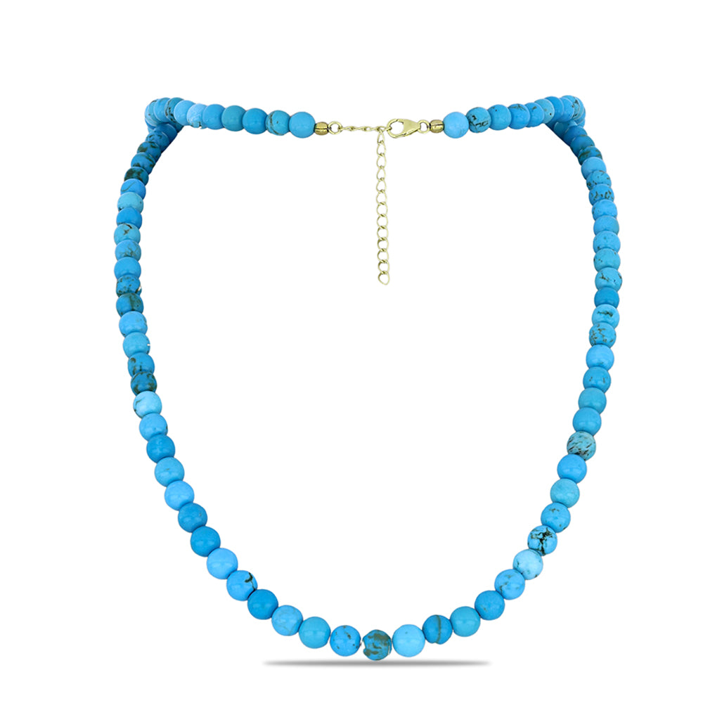 Colier din Argint 925 Placat cu Aur ( 1.01 grame ) cu Turcoaz ”Frumoasa Adormită” 124.96 Carate