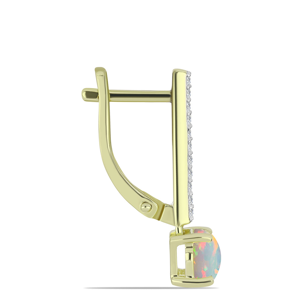 Cercei din Argint 925 Placat cu Aur ( 3.28 grame ) cu Opal Etiopian Lega Dembi și Topaz Alb 1.37 Carate