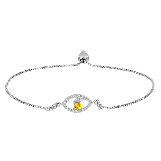 Brățară din Argint 925 ( 2.78 grame ) cu Citrin Ural și Topaz Alb 0.33 Carate