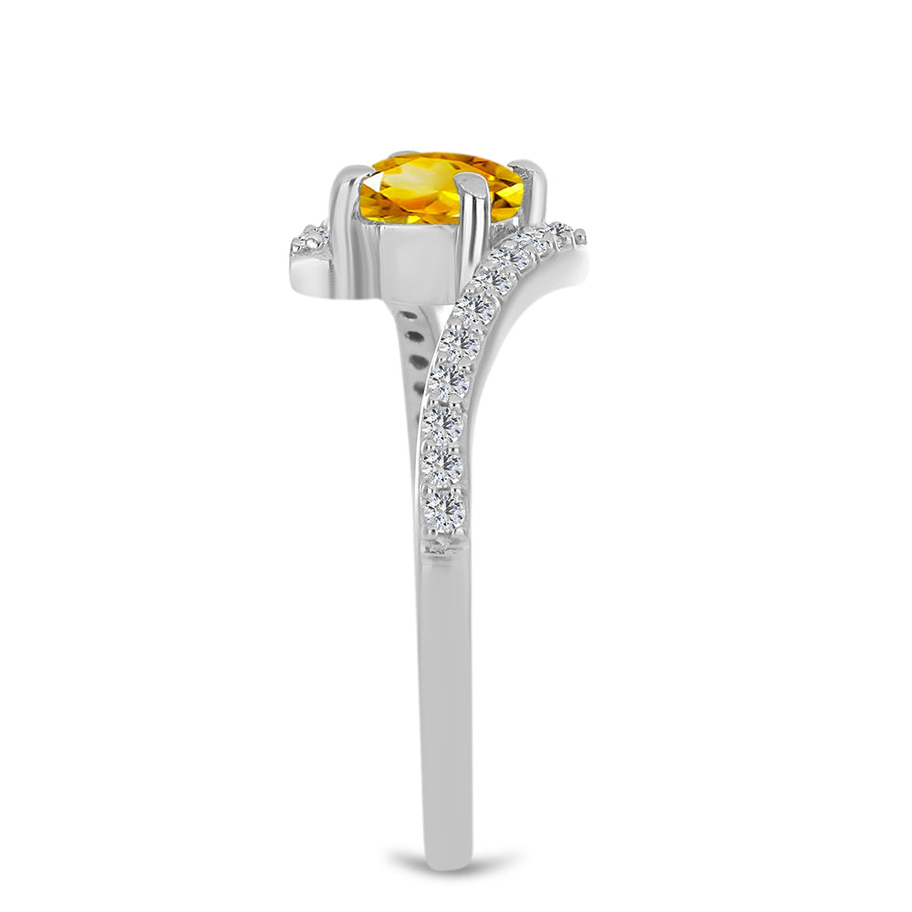 Inel din Argint 925 ( 2.03 grame ) cu Citrin Ural și Topaz Alb 0.65 Carate
