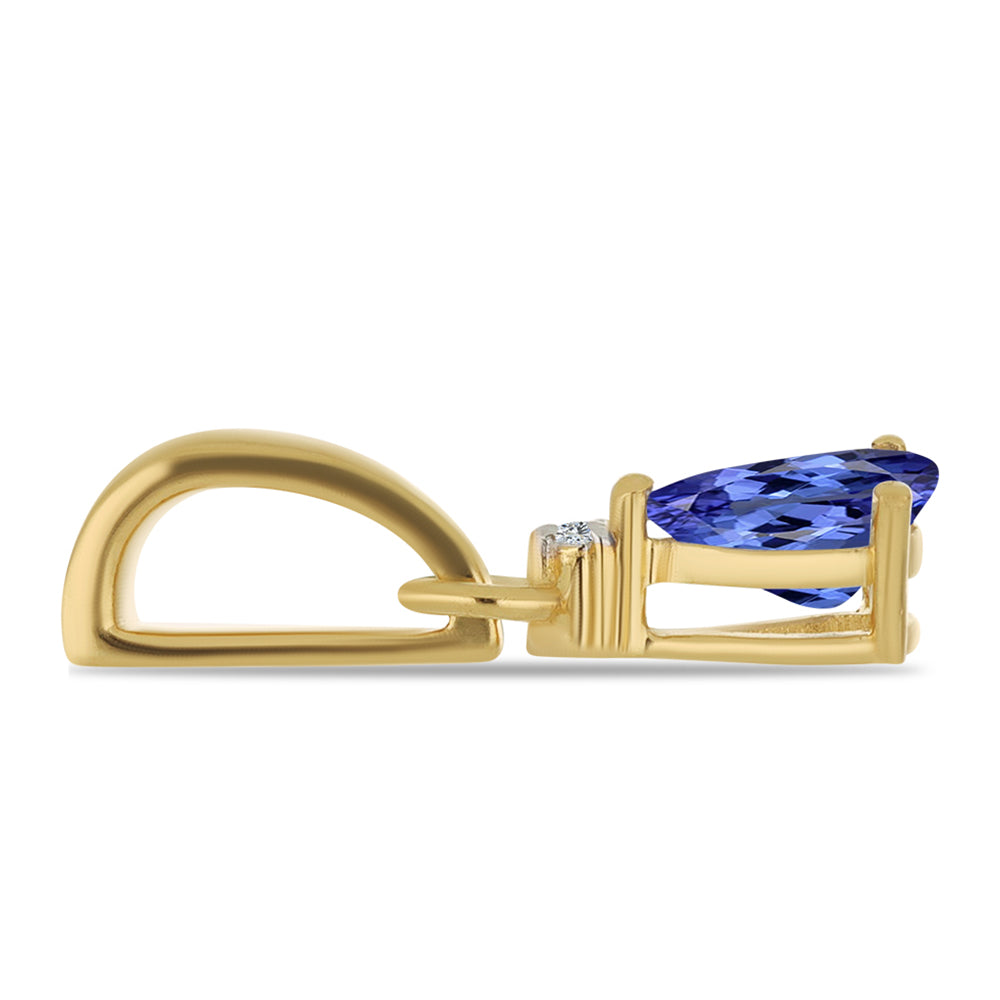 Pandantiv din Argint 925 Placat cu Aur ( 0.64 grame ) cu Tanzanit și Diamant Alb 0.52 Carate