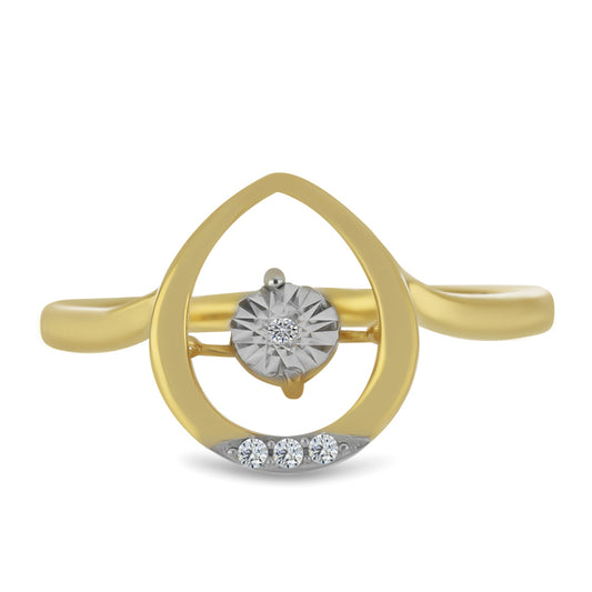 Inel din Argint 925 Placat cu Aur ( 2.56 grame ) cu Diamant Alb și Zircon Alb 0.05 Carate