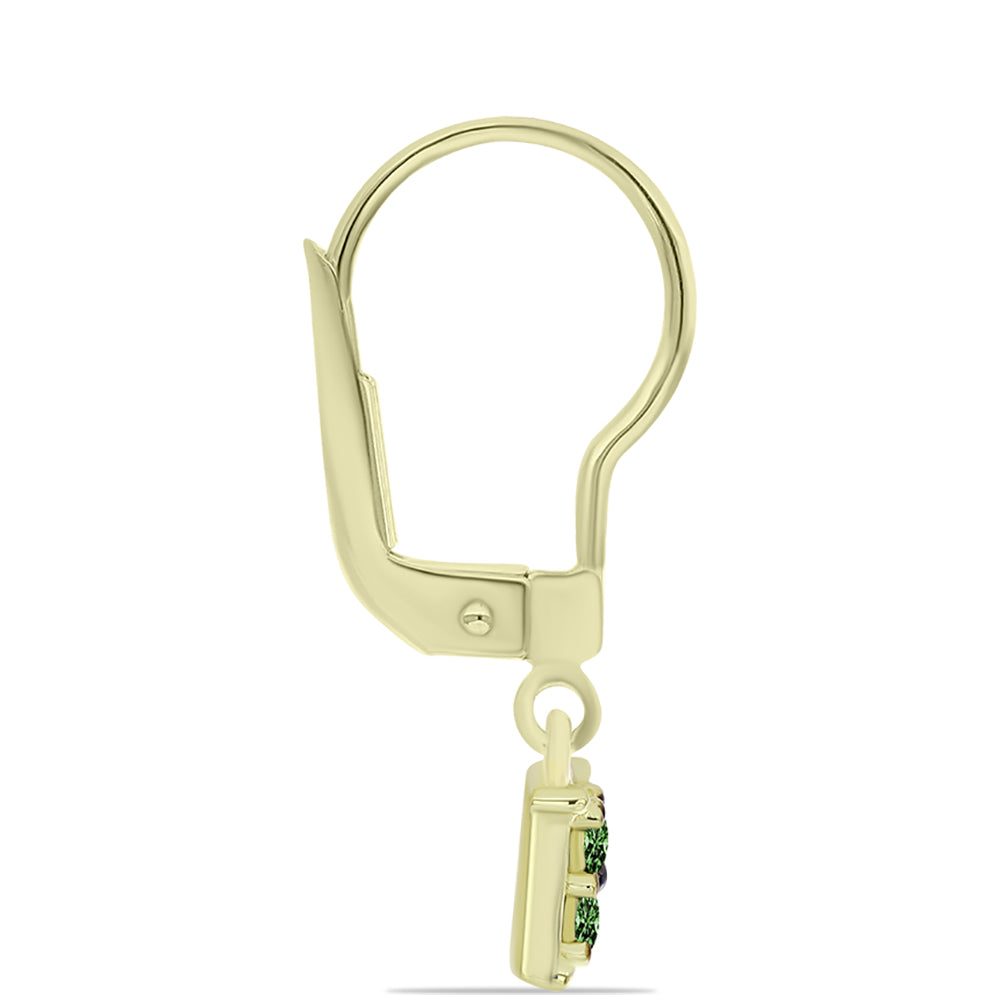 Cercei din Argint 925 Placat cu Aur ( 1.54 grame ) cu Diamant Verde 0.24 Carate