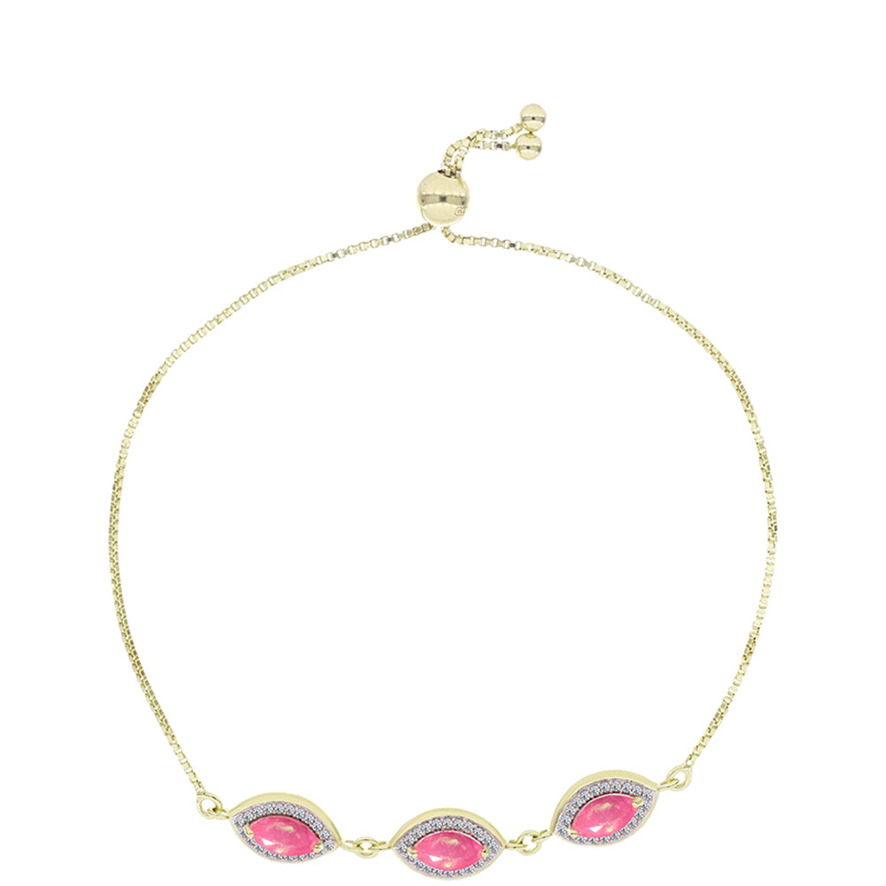 Brățară din Argint 925 Placat cu Aur ( 4.24 grame ) cu Opal Etiopian Roz Lega Dembi și Topaz Alb 1.31 Carate