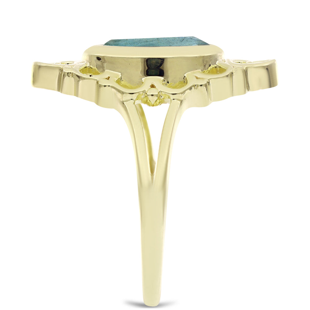Inel din Argint 925 Placat cu Aur ( 3.17 grame ) cu Labradorit 2.55 Carate