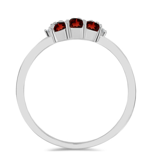 Inel din Argint 925 ( 2.43 grame ) cu Granat Barton și Topaz Alb 1.47 Carate