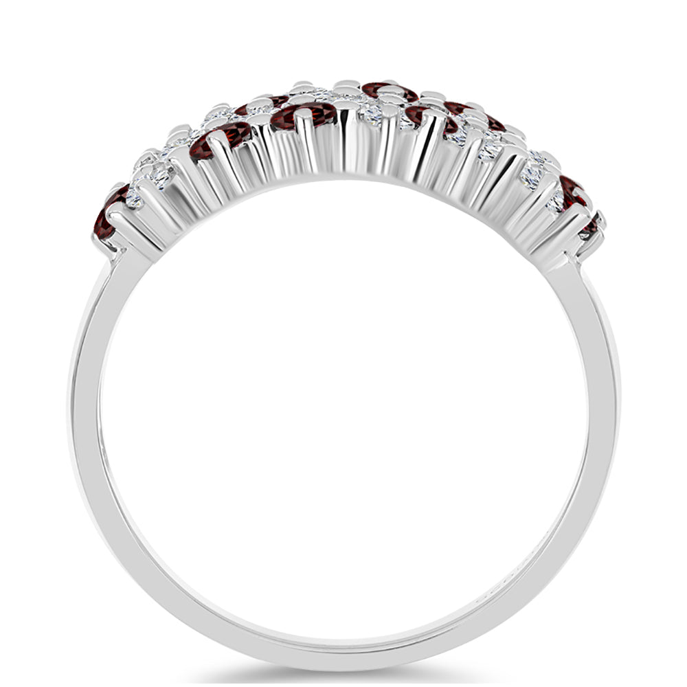 Inel din Argint 925 ( 2.78 grame ) cu Granat Barton și Topaz Alb 1.34 Carate