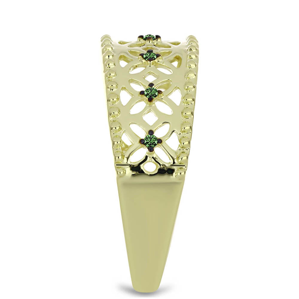 Inel din Argint 925 Placat cu Aur ( 3.61 grame ) cu Diamant Verde 0.05 Carate