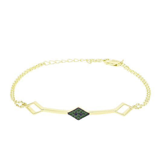 Brățară din Argint 925 Placat cu Aur ( 3.64 grame ) cu Diamant Verde 0.1 Carate