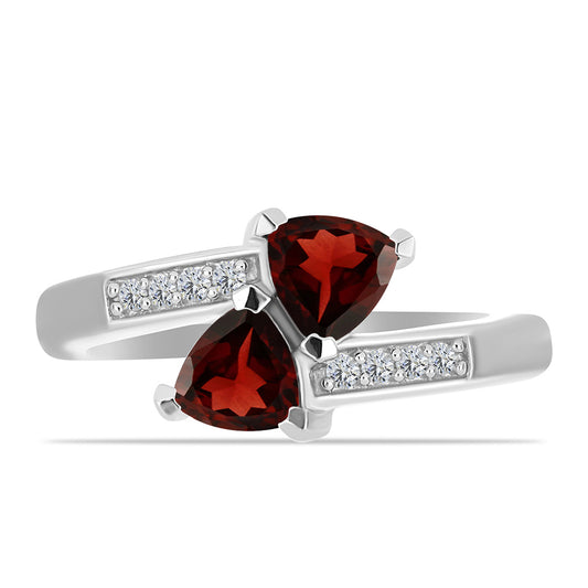 Inel din Argint 925 ( 3.15 grame ) cu Granat Barton și Topaz Alb 1.13 Carate