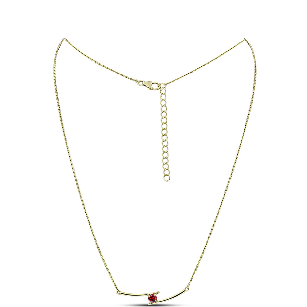 Colier din Argint 925 Placat cu Aur ( 3.16 grame ) cu Moissanite Roșu Majestic 0.23 Carate